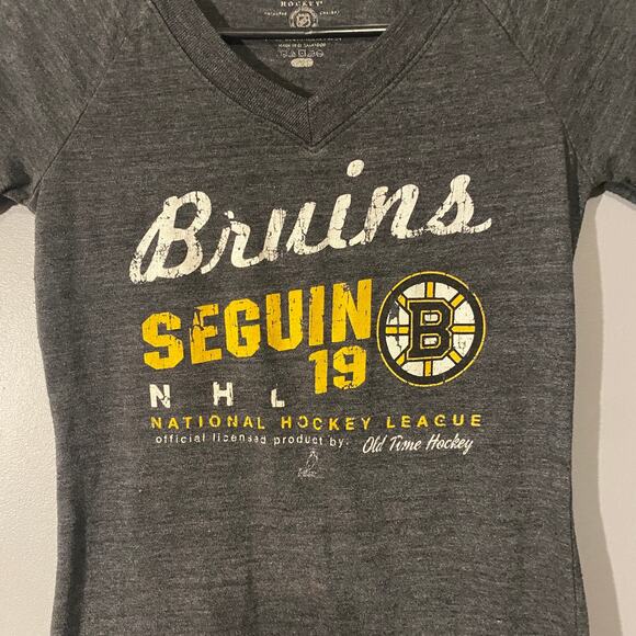 Old Time Gray Short Sleeve Casual V-Neck Boston Bruins Hockey T-Shirt Women Sz S - Picture 5 of 6